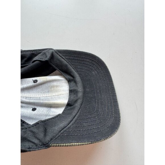 Vintage Made in USA ODYSSEY Black Cotton Canvas Check Brim Baseball Hat - Picture 9 of 11
